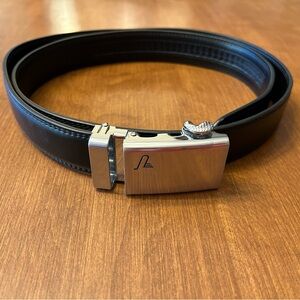 Mission Men’s 35 mm Leather RATCHET Belt – Black, M, Alloy Buckle – New w/o tags